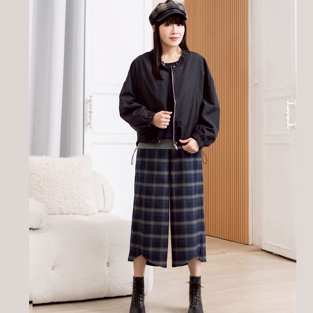 韓版學院風圓領造型下襬繩束調整設計俐落百搭休閒外套X6221