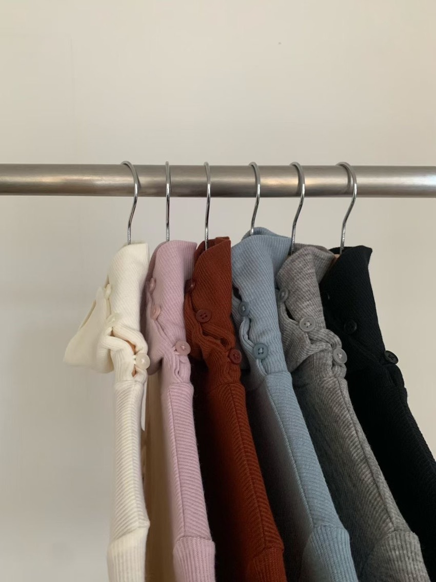 (6colors!) neck side-button soft top