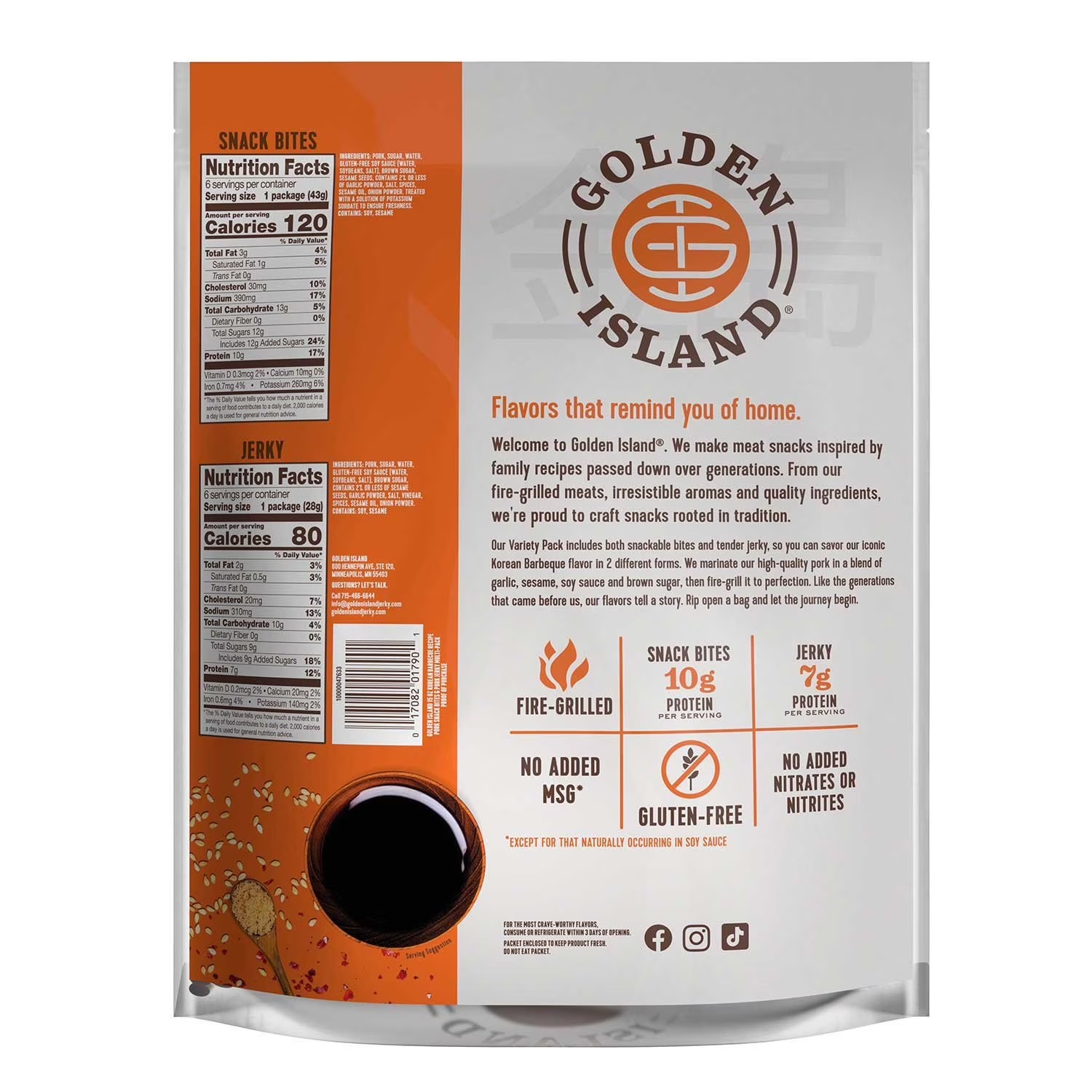 【預購】Q121201 Golden Island 韓國烤肉乾和點心塊 1.50 盎司, 12 包