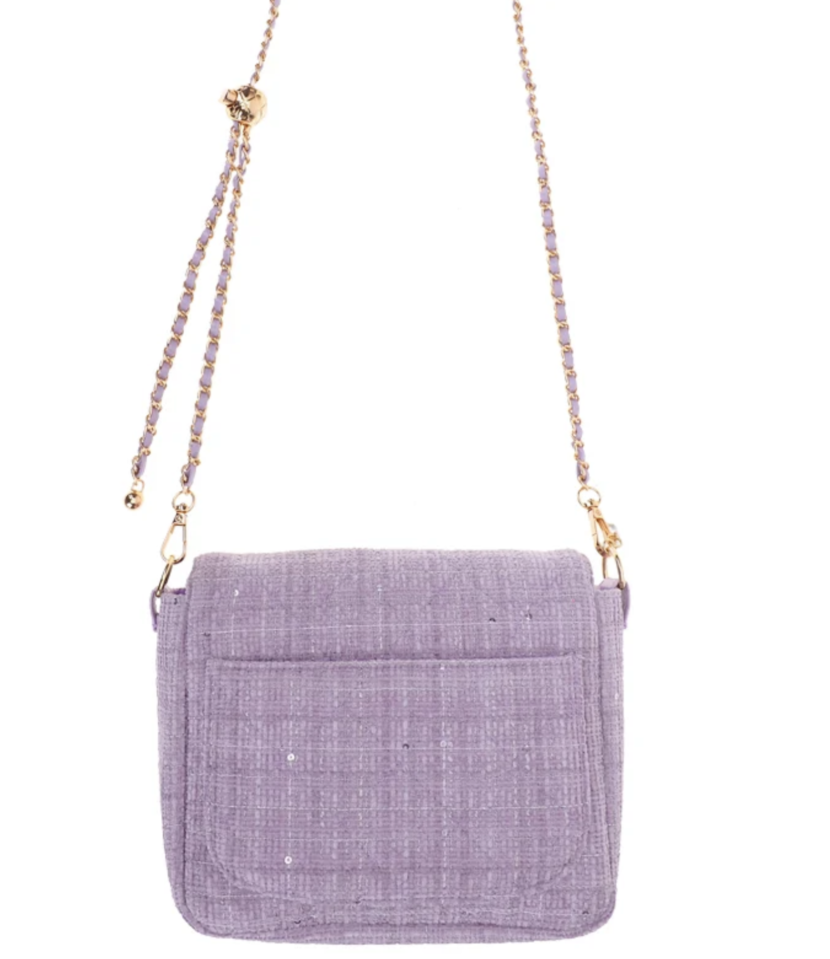 Kuromi 粉紫絨布金球斜孭袋 9-8564-1