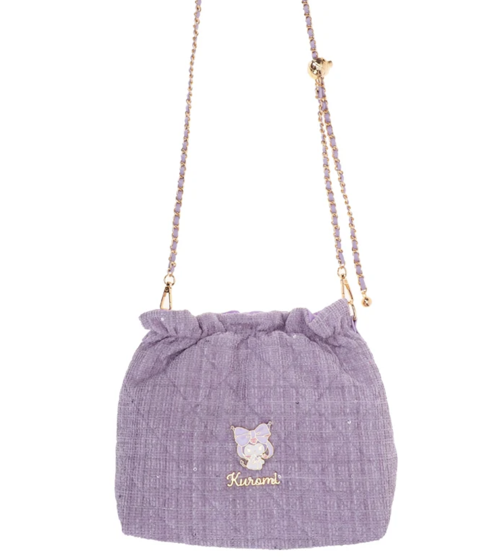 Kuromi 粉紫色絨布金球水桶袋 9-8566-2