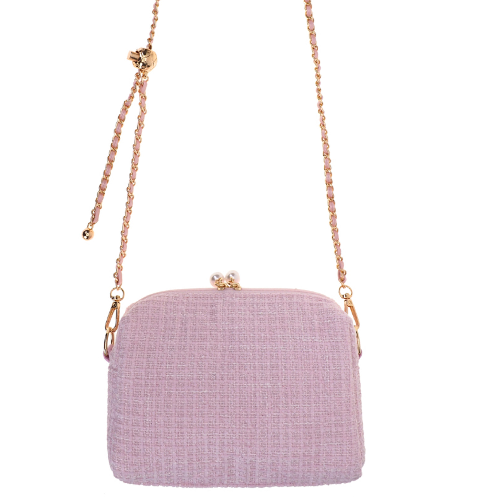 My Melody 淺粉色絨布金球有肩帶小袋-小 9-8567-1