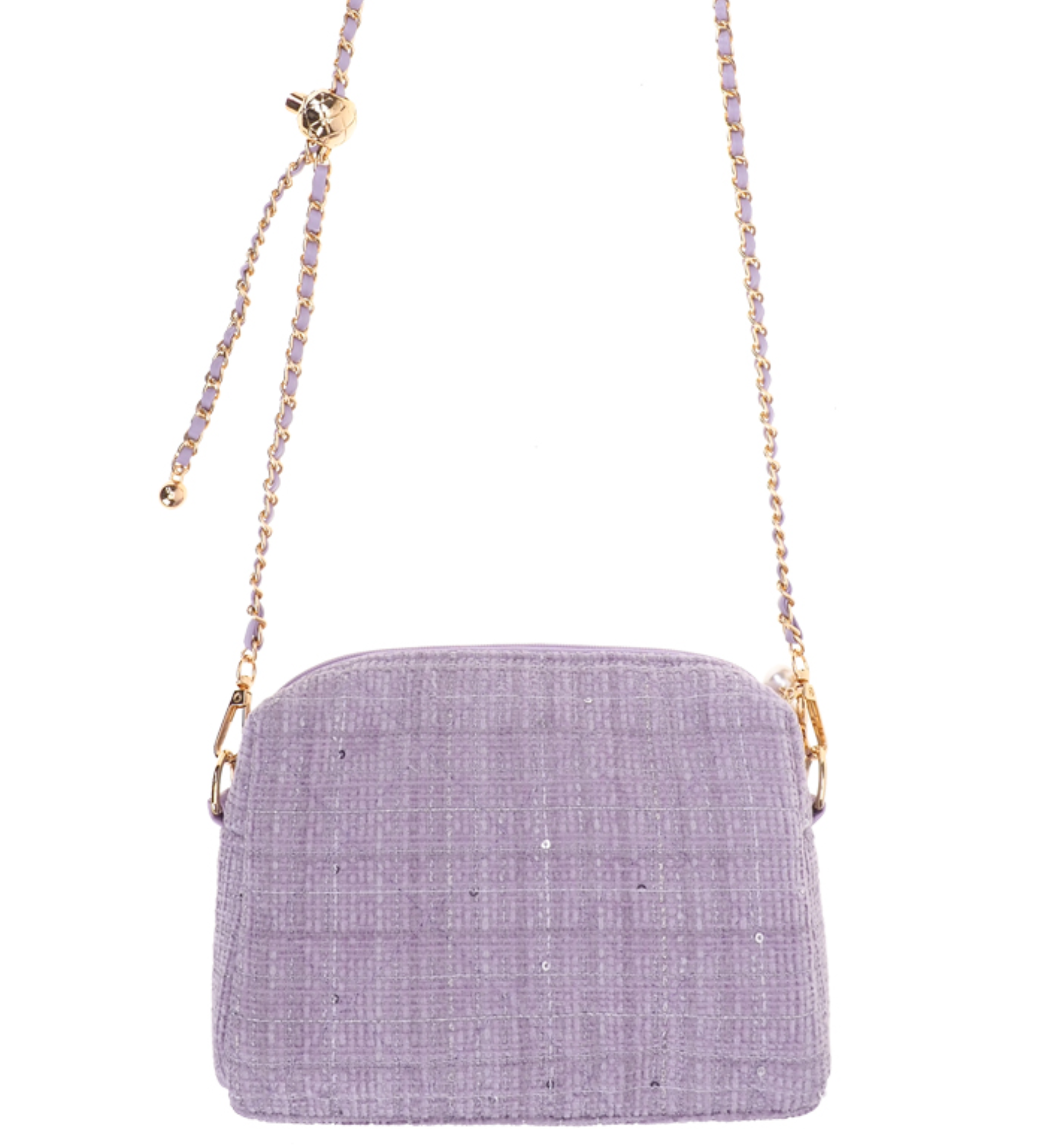 Kuromi 淺紫色絨布金球有肩帶小袋-小 9-8567-2