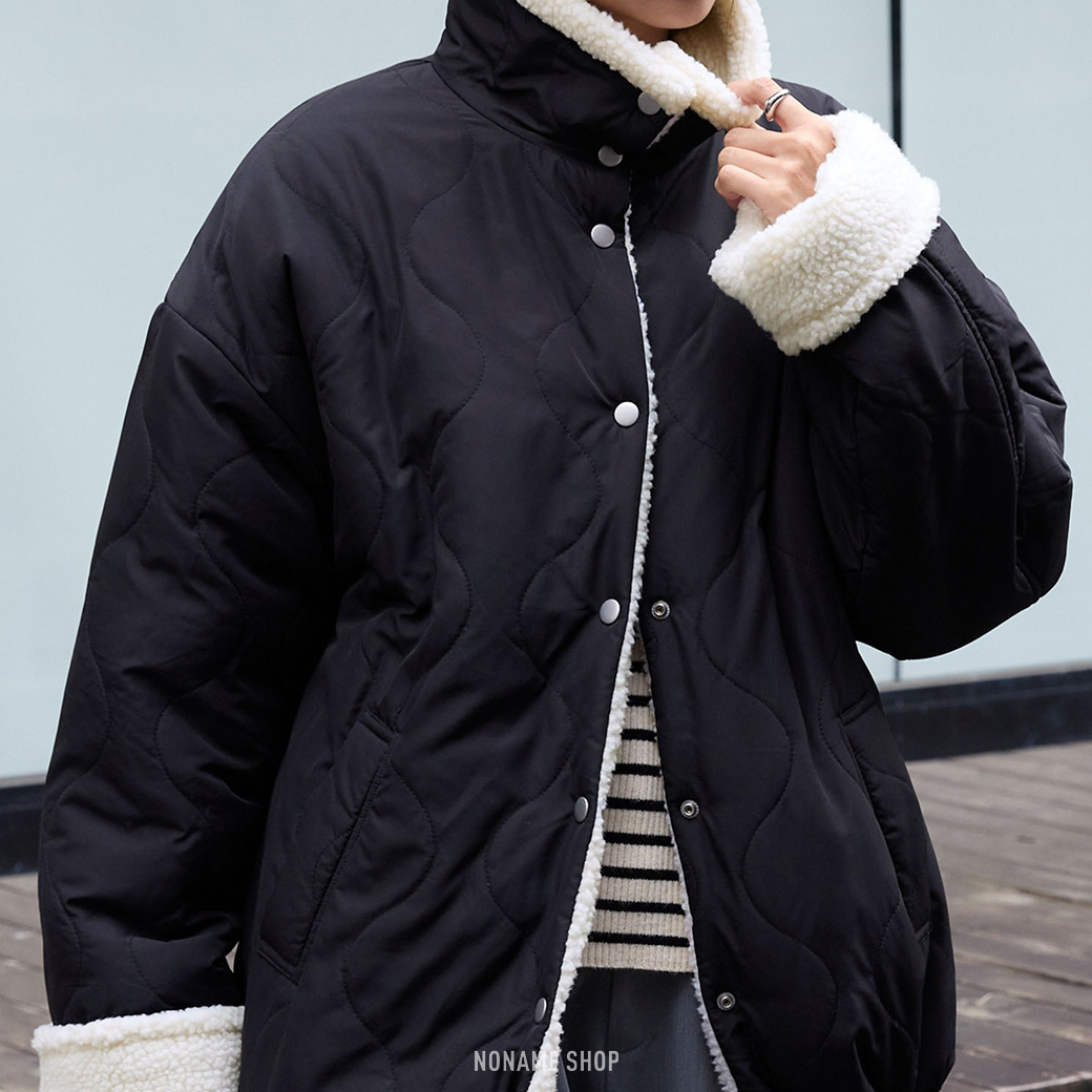 MONO-MART 雙面穿 保暖 菱格紋 毛絨 外套 四色 (女款)