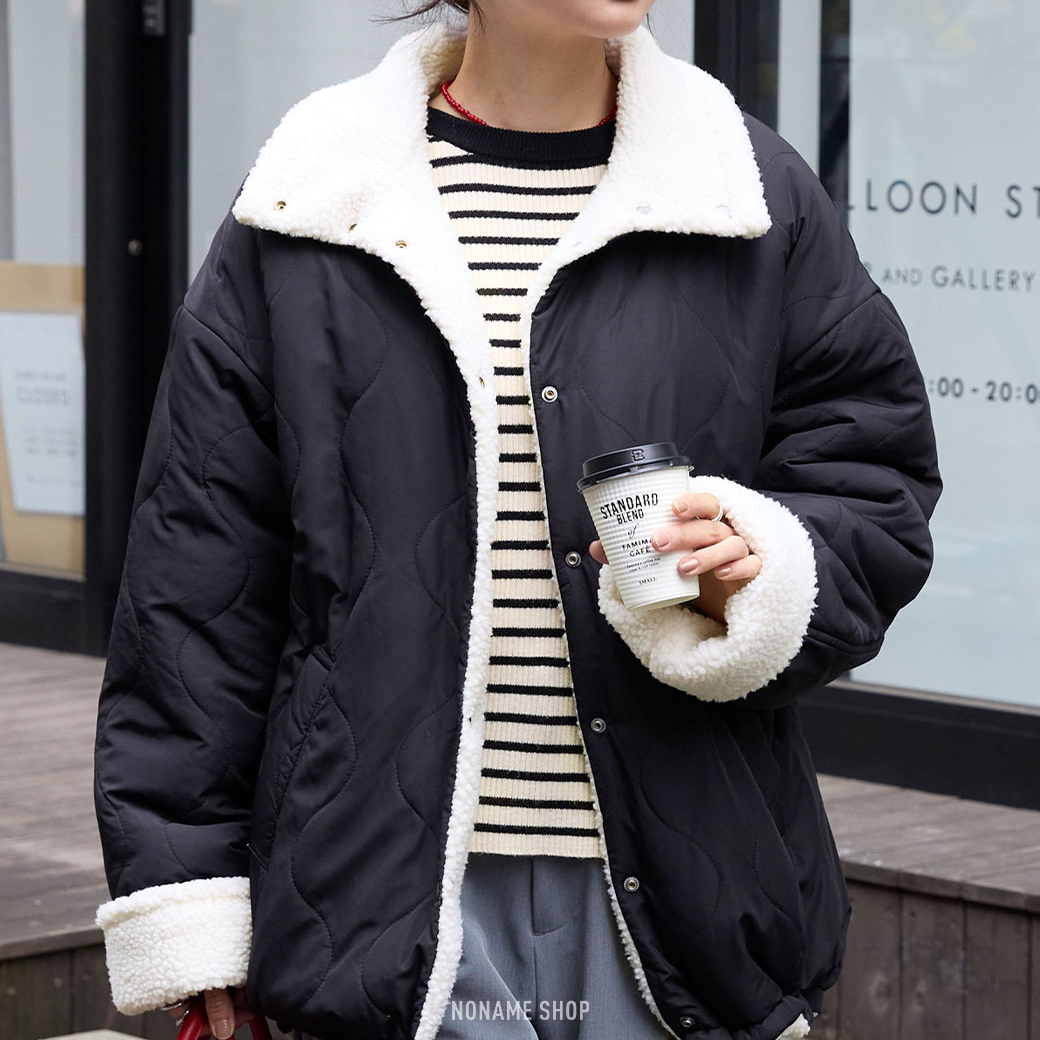 MONO-MART 雙面穿 保暖 菱格紋 毛絨 外套 四色 (女款)