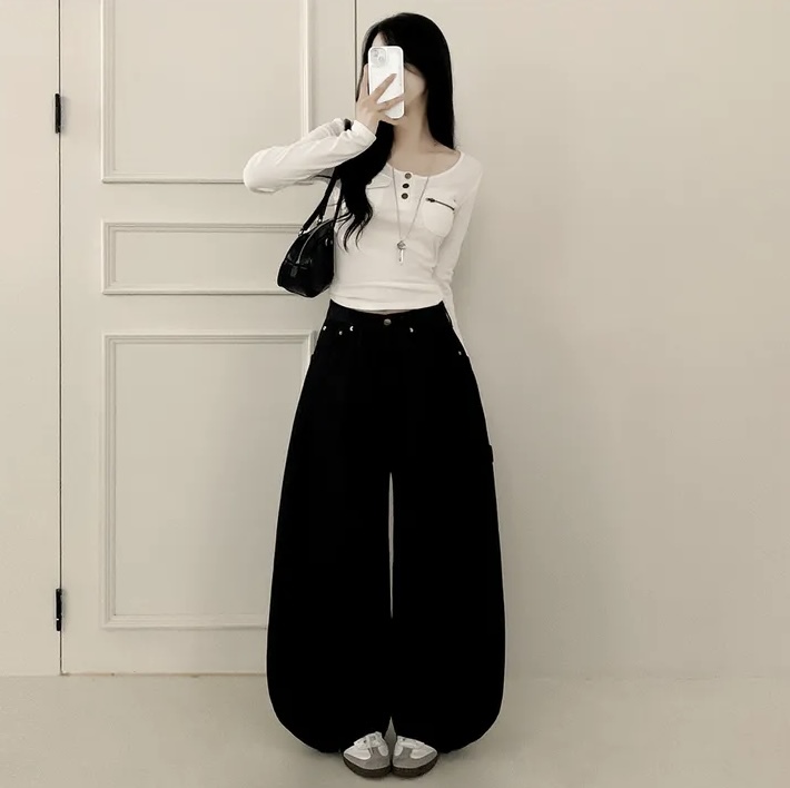 韓國十字架刺繡彎刀褲