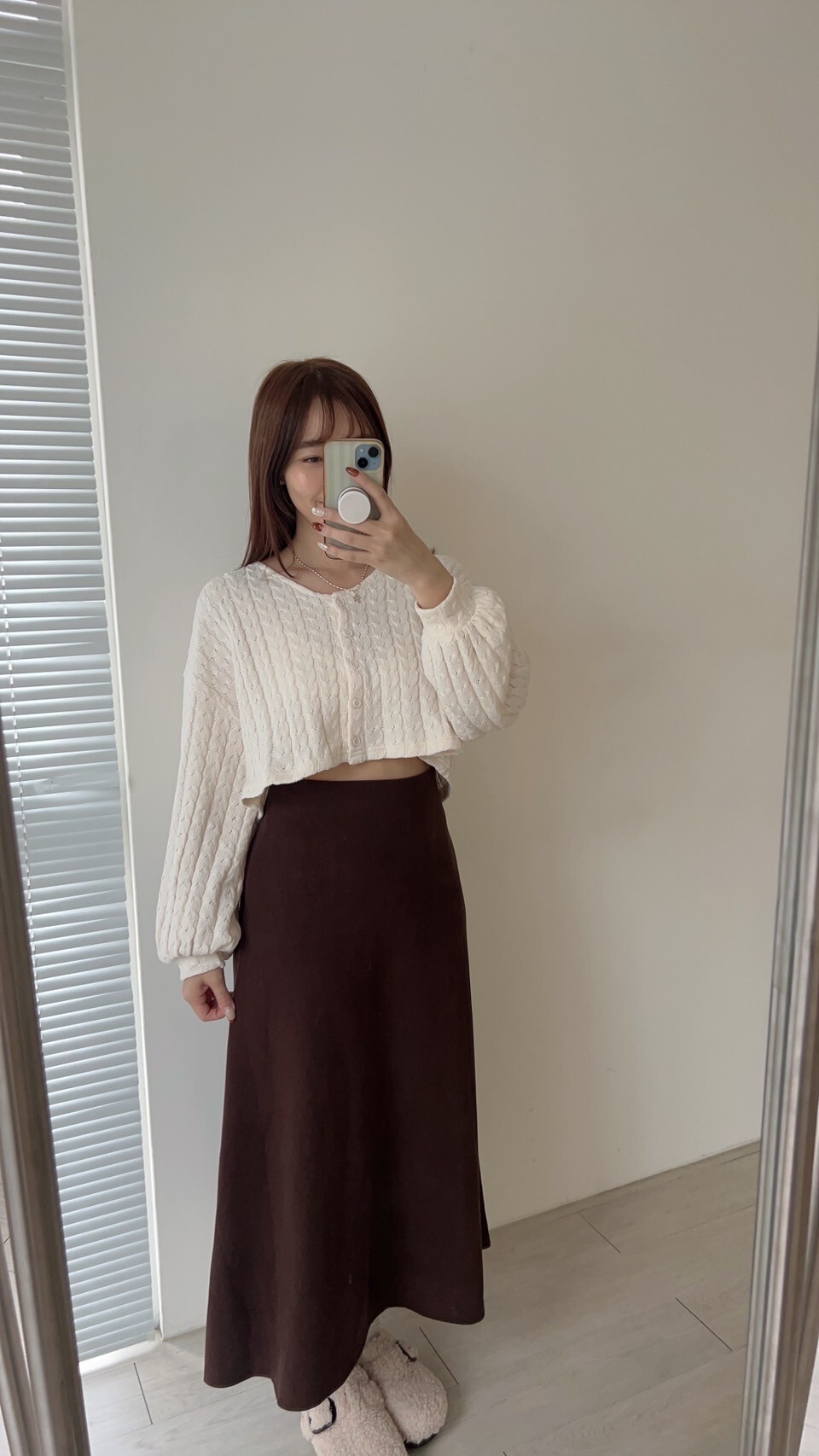 短版厚針織開釦衫 2colors