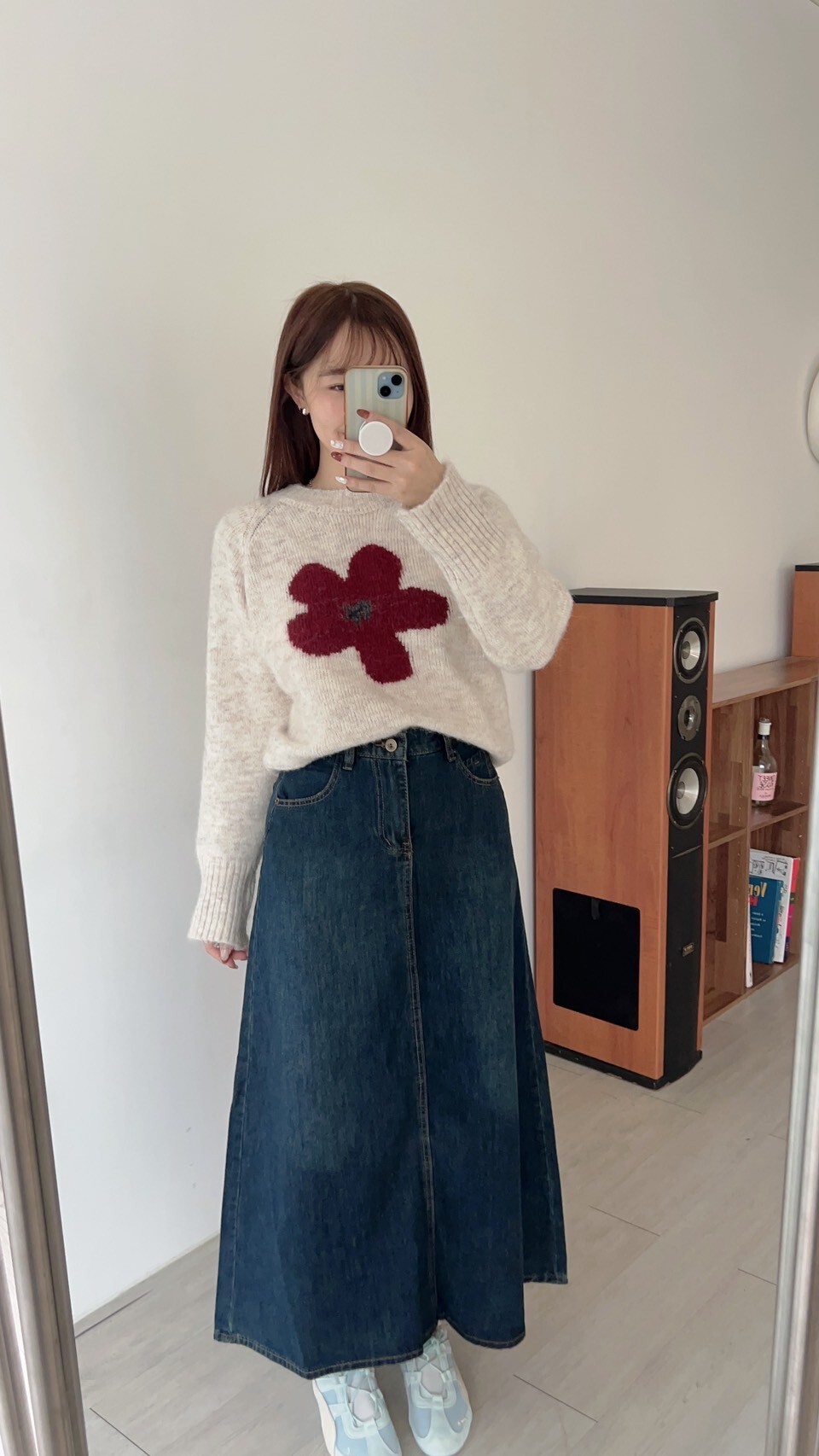 深藍牛仔裙 附皮帶 A702