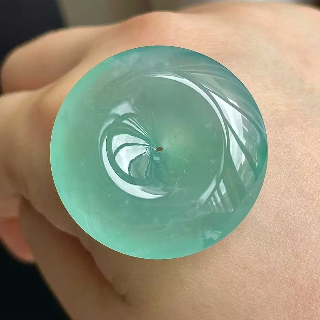 126555 翡翠冰晴水平安扣吊墜 (30.3mm直徑)