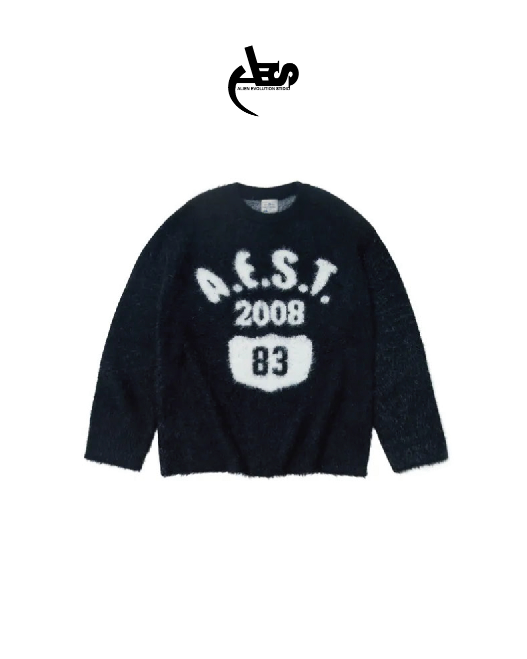 AES 羅紋圓領針織毛衣 黑 25 A/W 83 HAIRY KNIT SWEATER