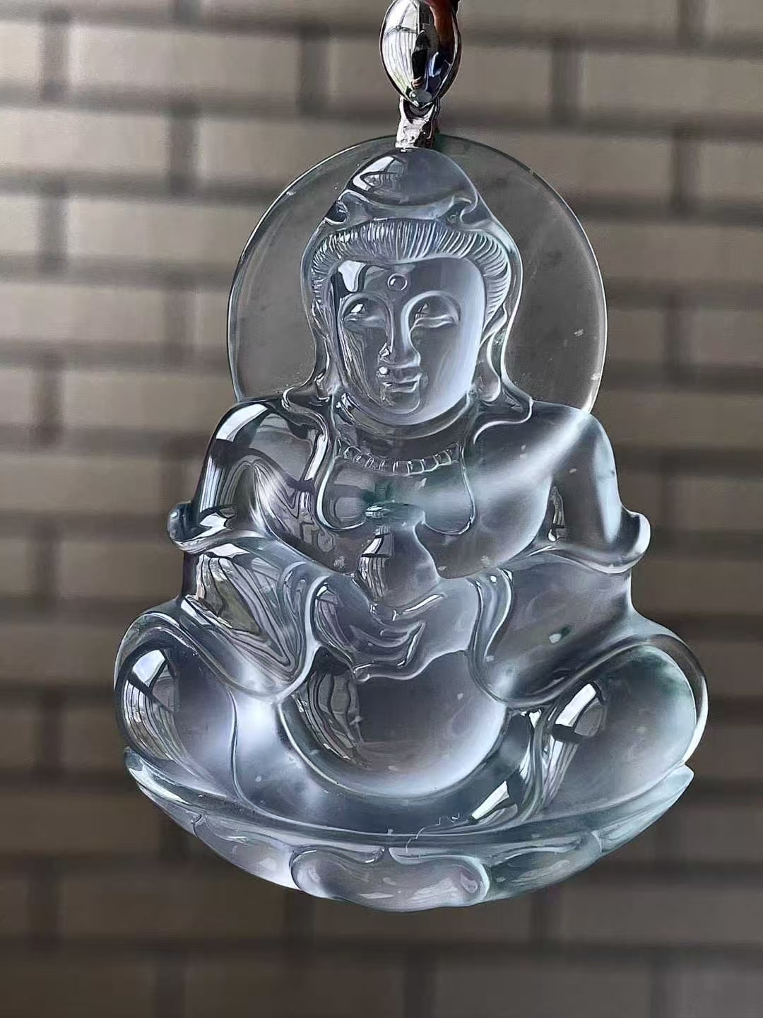 126559 翡翠玻璃種觀音吊墜