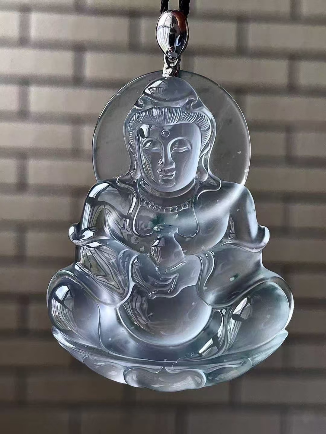 翡翠玻璃種觀音吊墜,天然翡翠A玉, 緬甸玉, Jade, Jadeite