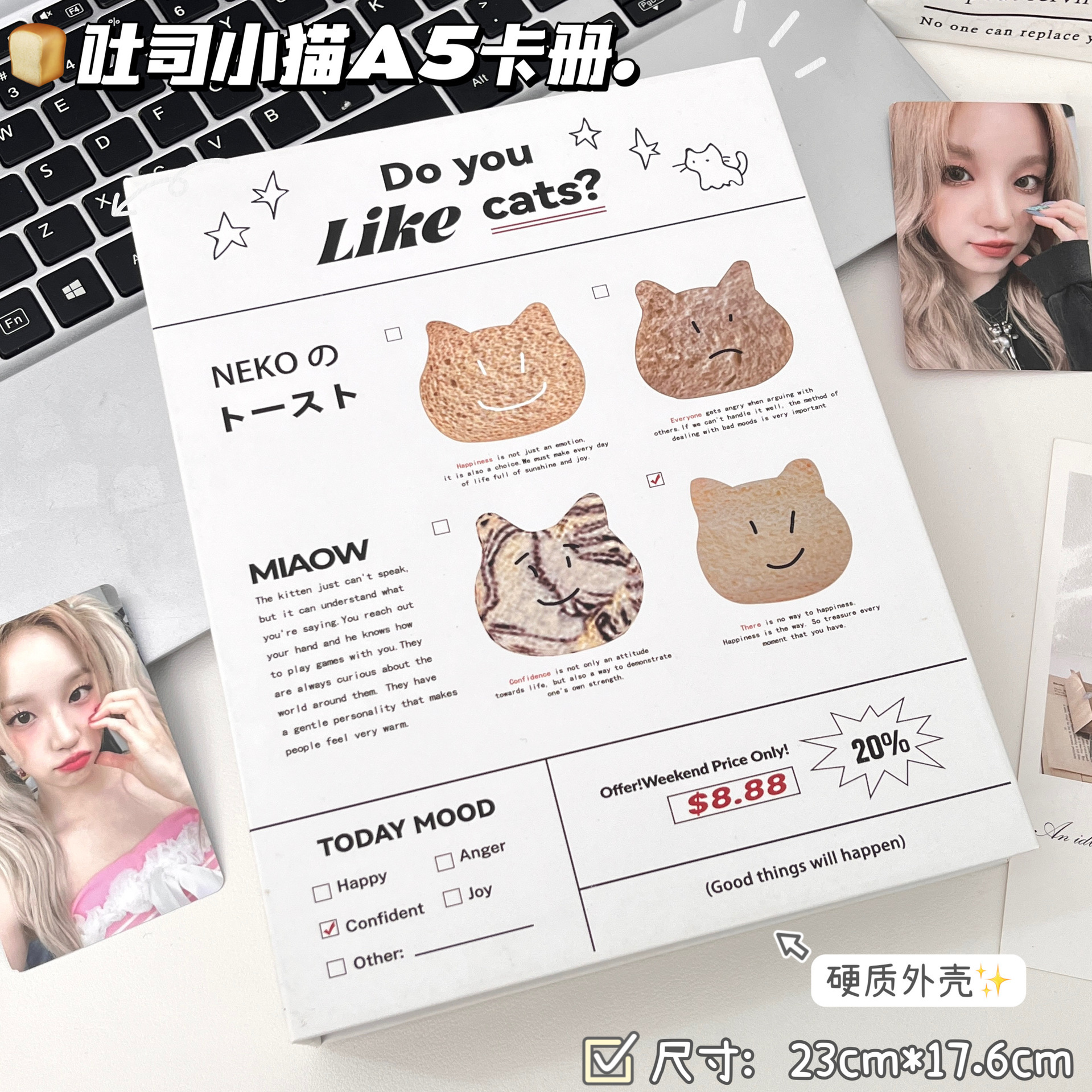 Korean Style Toast Cat & Butterfly A5 4-Pocket Card Album