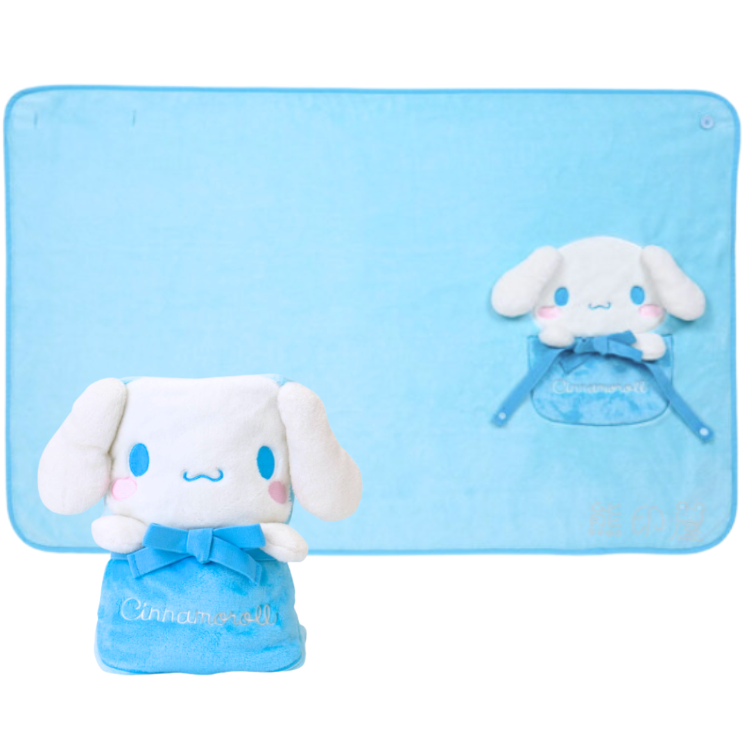 玉桂狗絲帶款 絨膝毯 披肩毛毯(可收納) (平行進口)