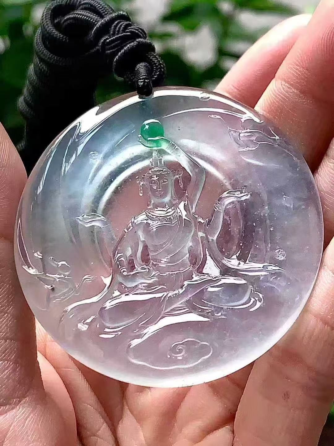 翡翠觀音 (51.5mm直徑),天然翡翠A玉, 緬甸玉, Jade, Jadeite