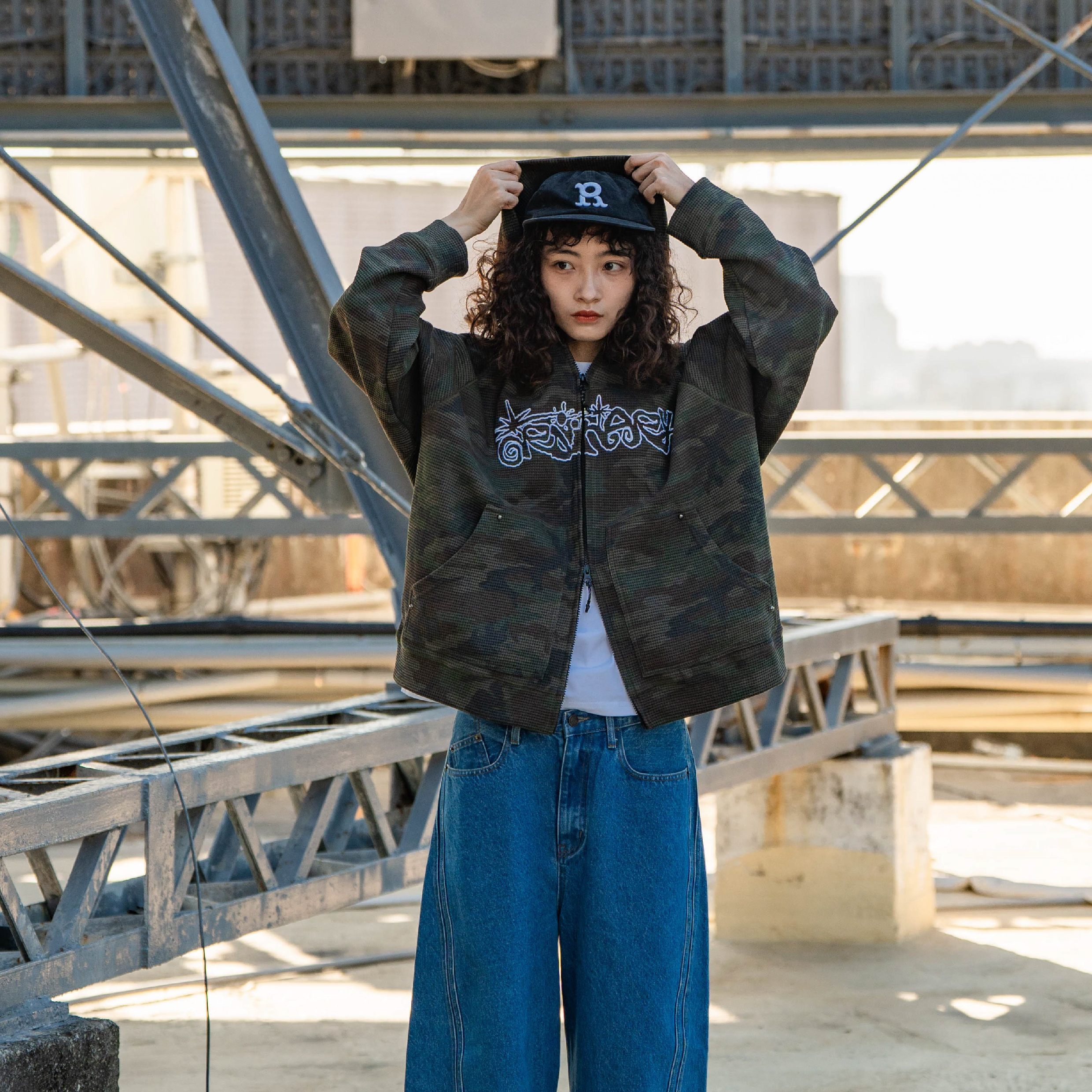 ORDINARY Camo Waffle Zip-up Hoodie 華夫格短版 迷彩 連帽外套