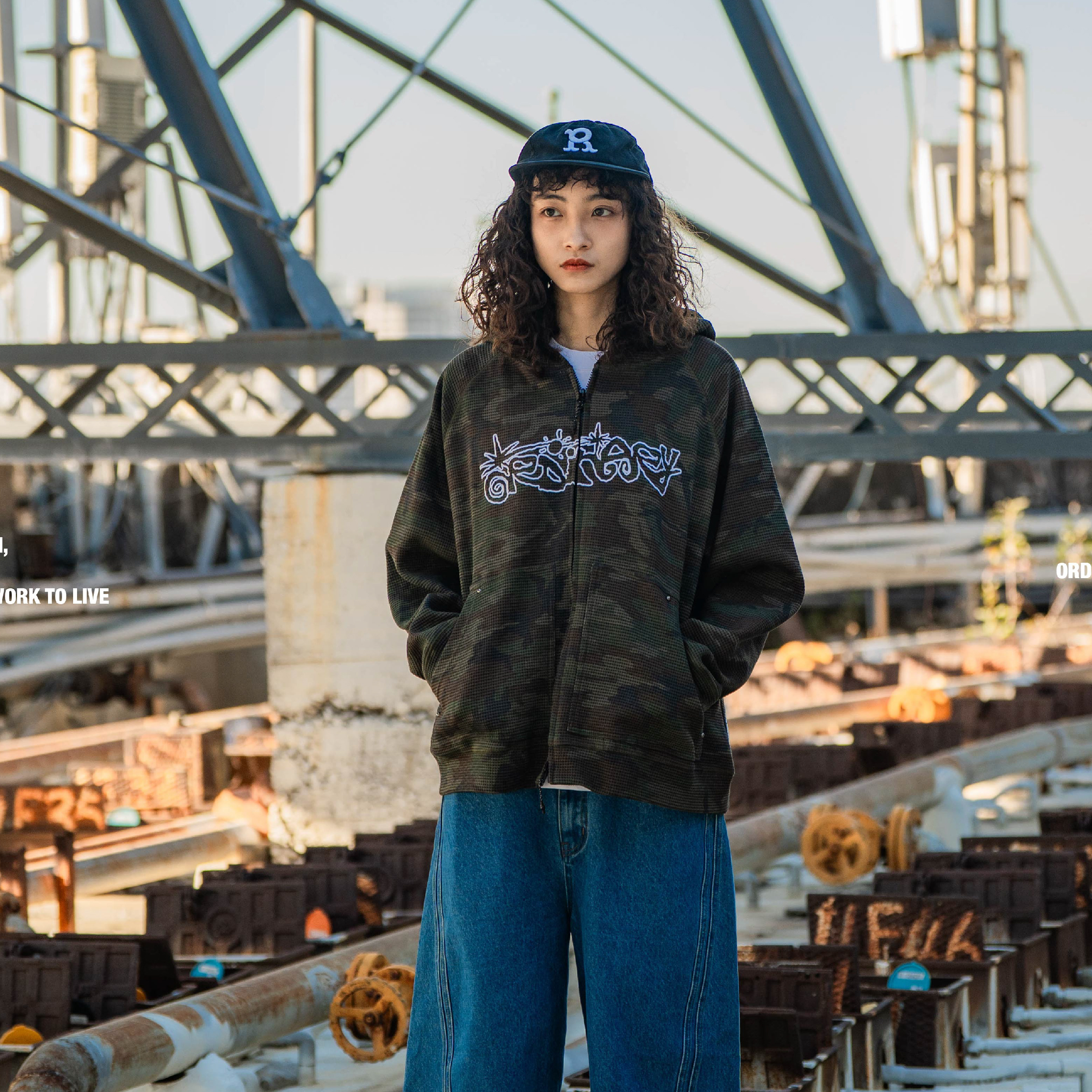 ORDINARY Camo Waffle Zip-up Hoodie 華夫格短版 迷彩 連帽外套