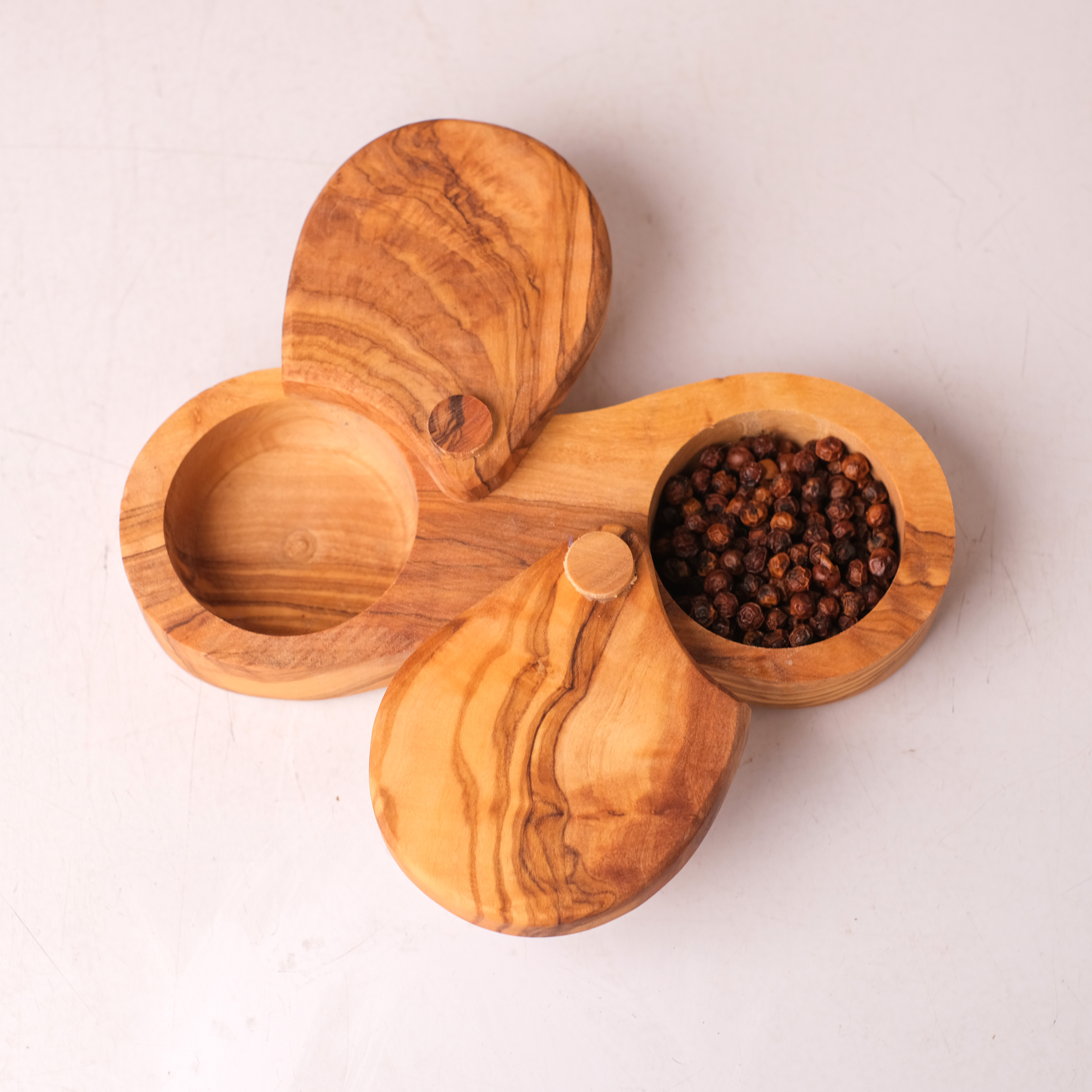 Olive Wood｜橄欖原木 - 旋轉香料罐｜Tunisia