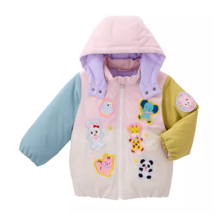 MH 動物徽章拼色羽絨