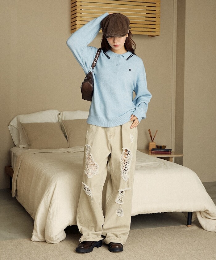 🇯🇵 PUBLUX X MARY QUANT 滾邊 翻領 針織衫 針織衣 POLO衫 長袖 / 預購