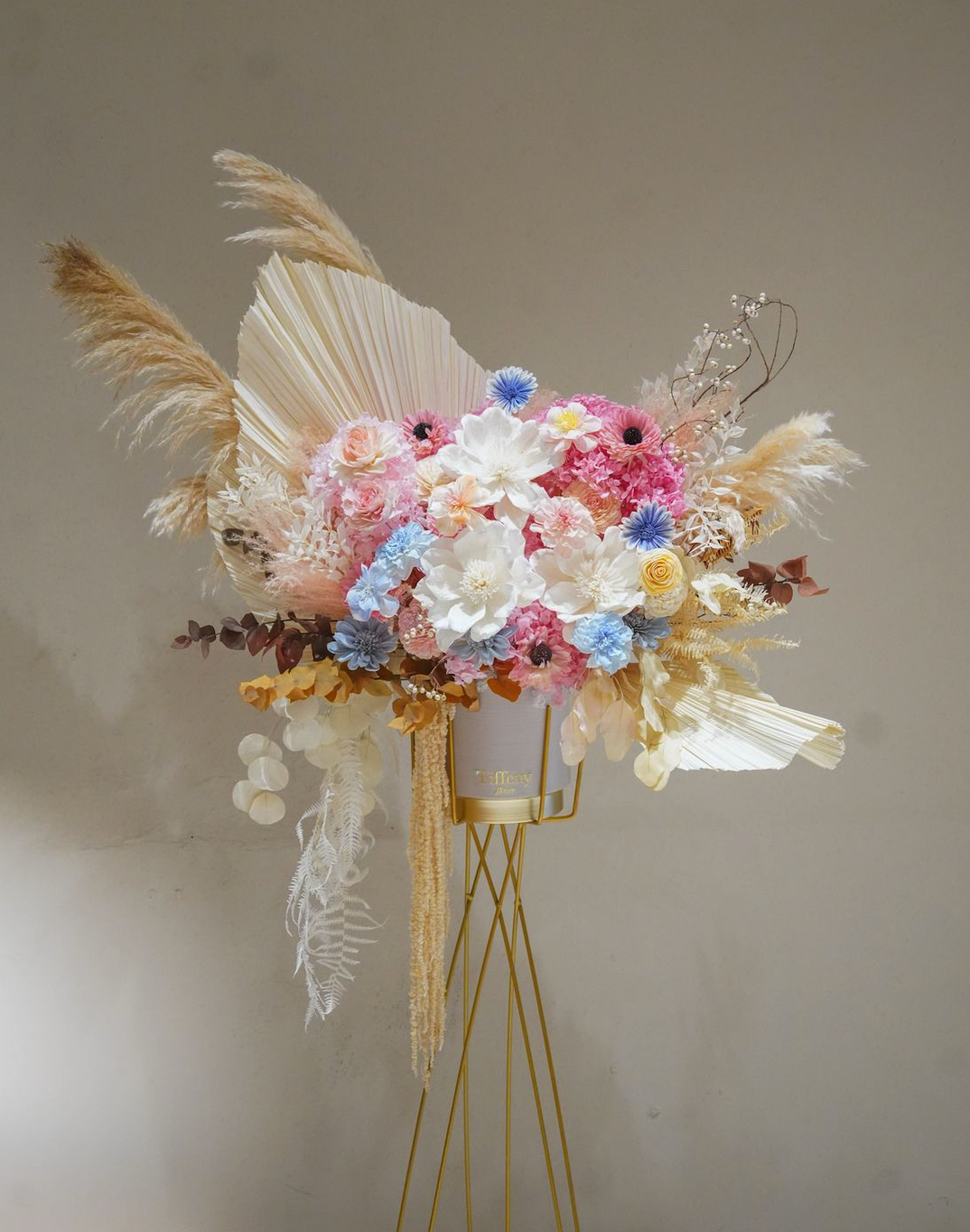 炫彩奪目・乾燥花高架花籃 開幕花籃