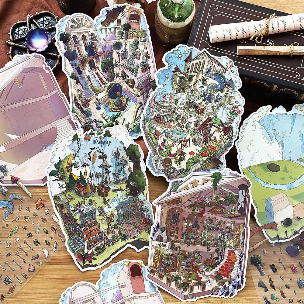 Series 9 (December) · Large 3D House Scene Stickers