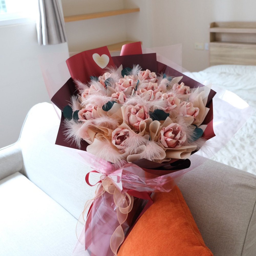 喜慶紅 鈔票花束