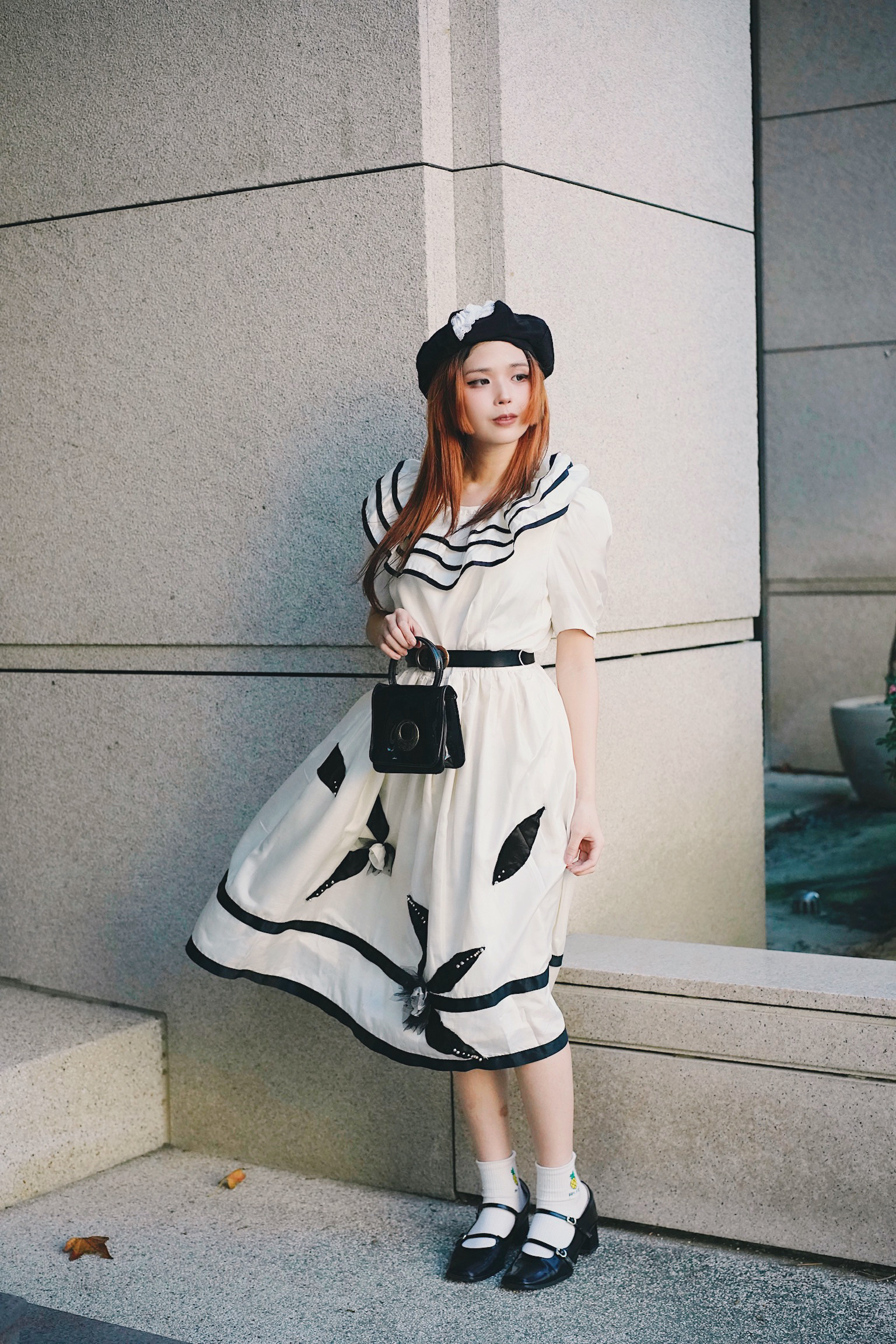 Vintage Dress / 設計款幾何簡約黑白洋裝