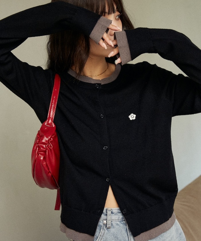 🇯🇵 PUBLUX X MARY QUANT 假兩件 疉穿 針織衫 開襟衫 針織外套 排扣 / 預購