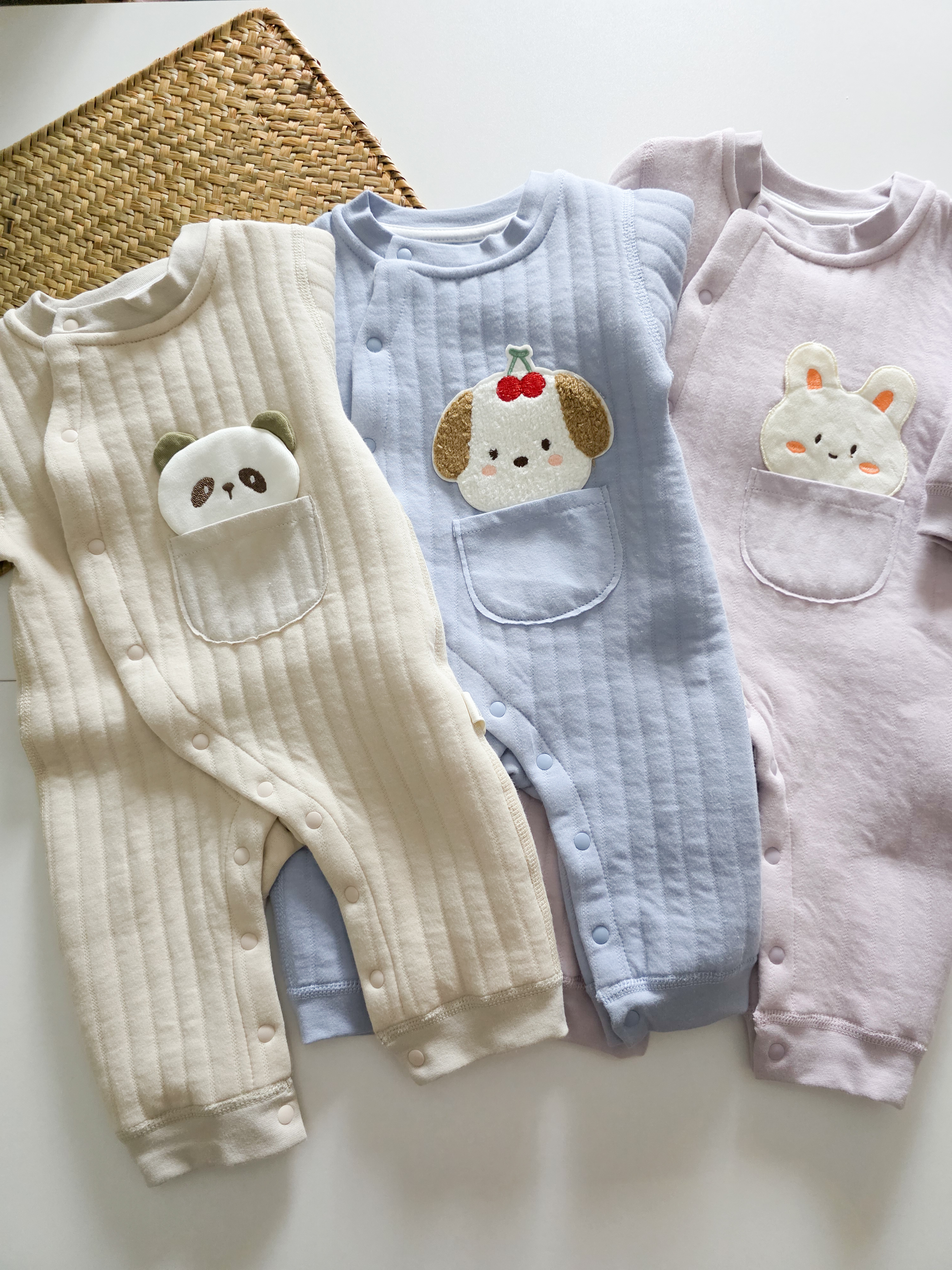 紫色口袋兔 空氣棉連身衣