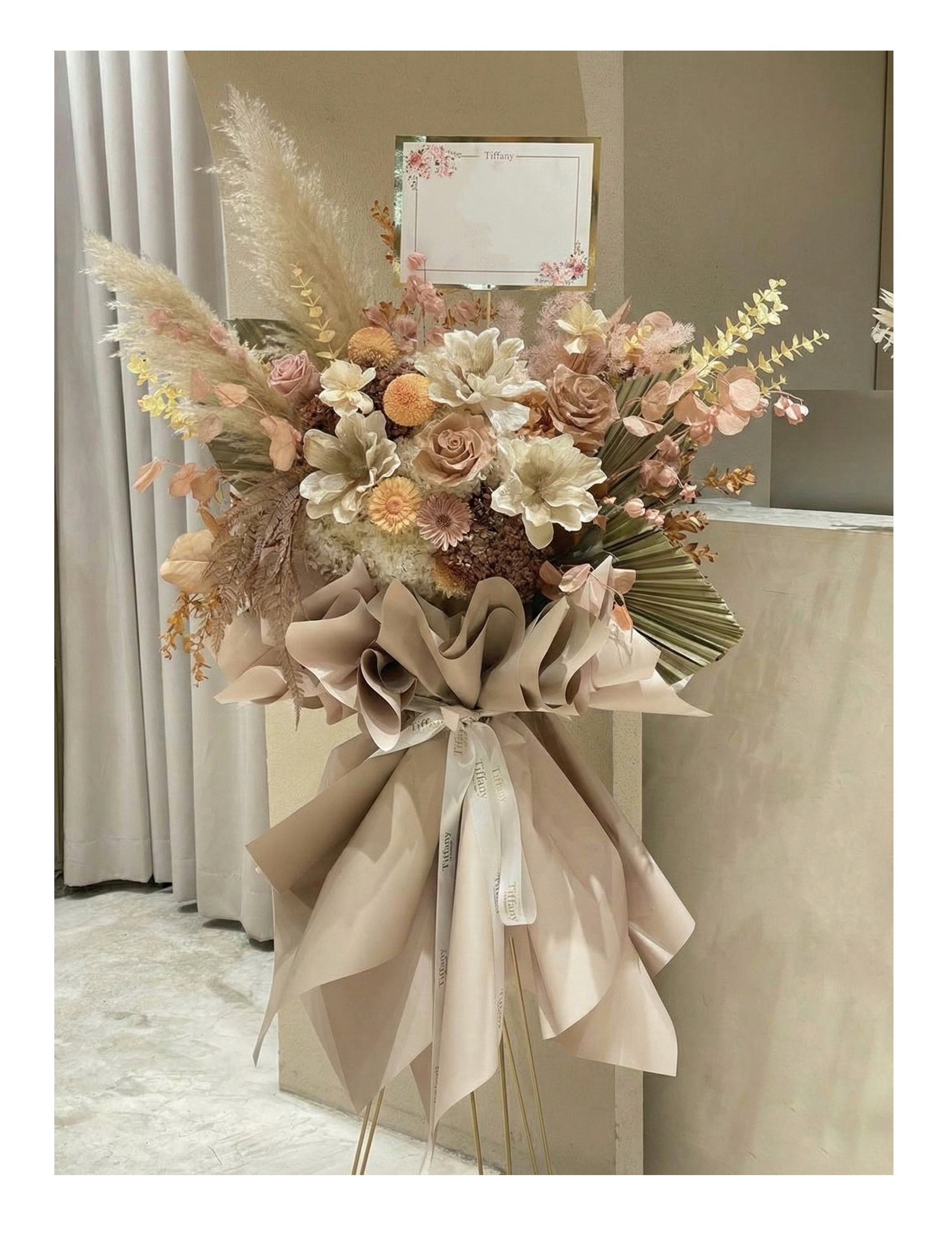 韓系復古・乾燥花高架花籃 開幕花籃