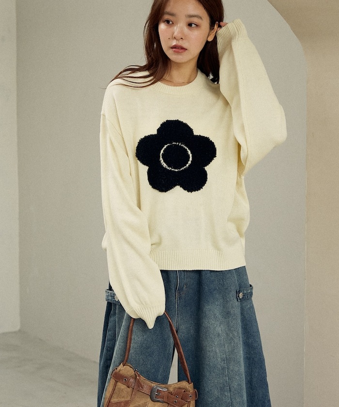 🇯🇵 PUBLUX X MARY QUANT 立體花朵 提花 針織衣 針織衫 毛衣 長袖 / 預購