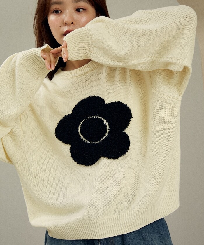 🇯🇵 PUBLUX X MARY QUANT 立體花朵 提花 針織衣 針織衫 毛衣 長袖 / 預購