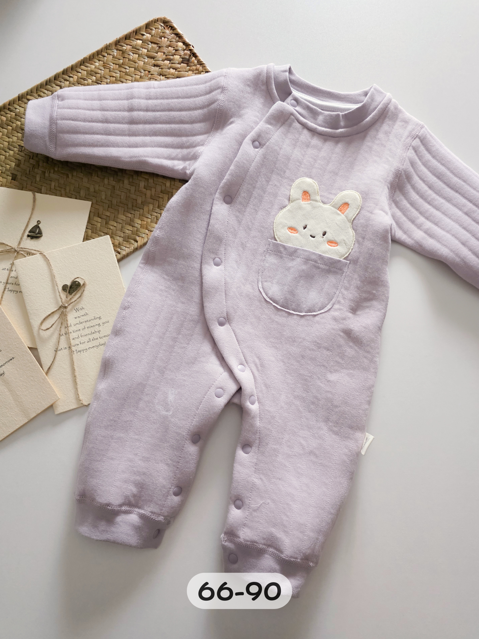 紫色口袋兔 空氣棉連身衣