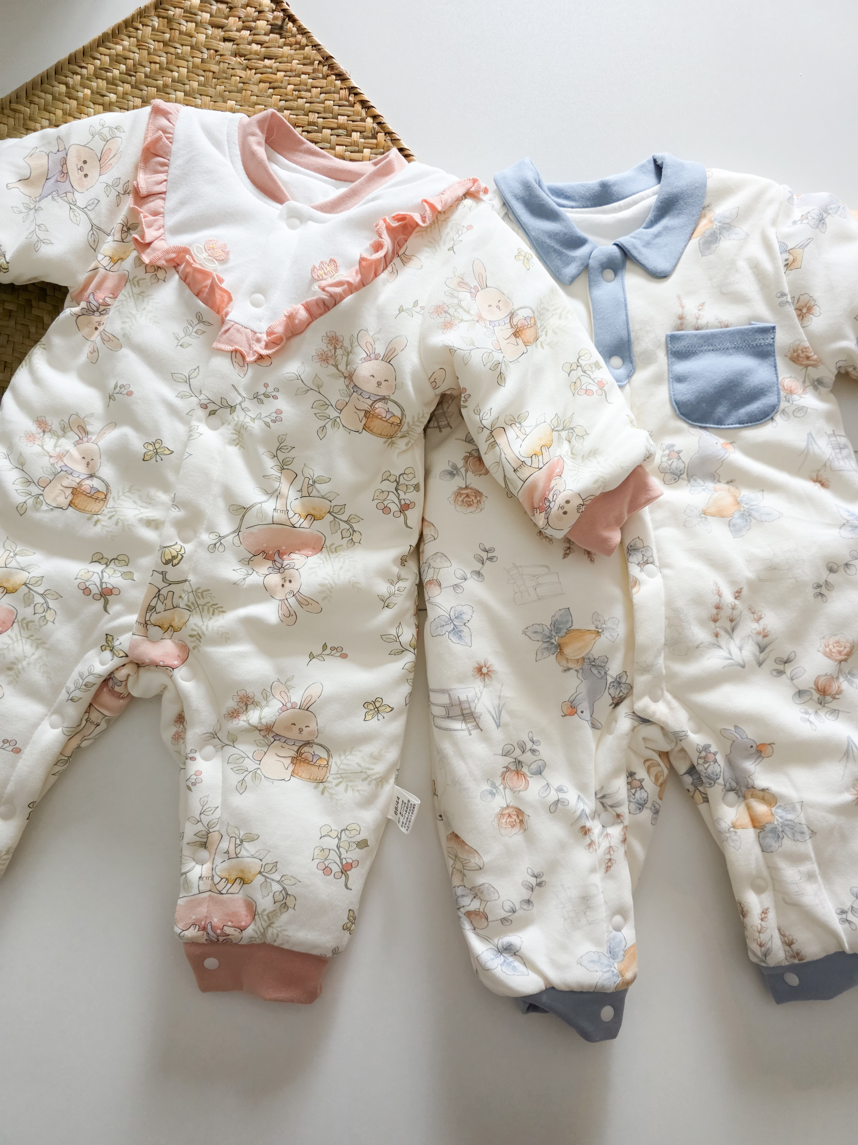 藍藍翻領口袋 加厚連身衣