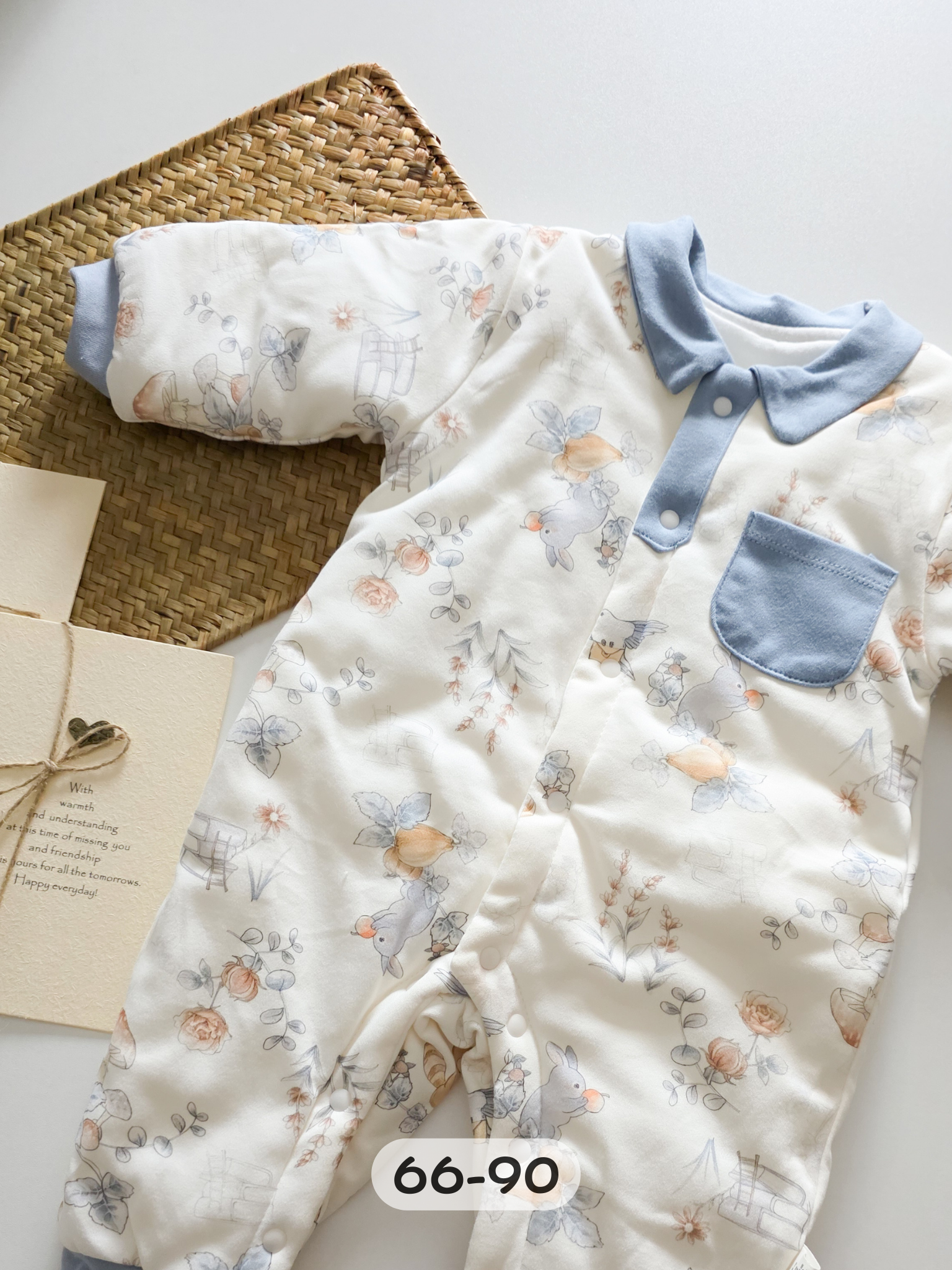 藍藍翻領口袋 加厚連身衣