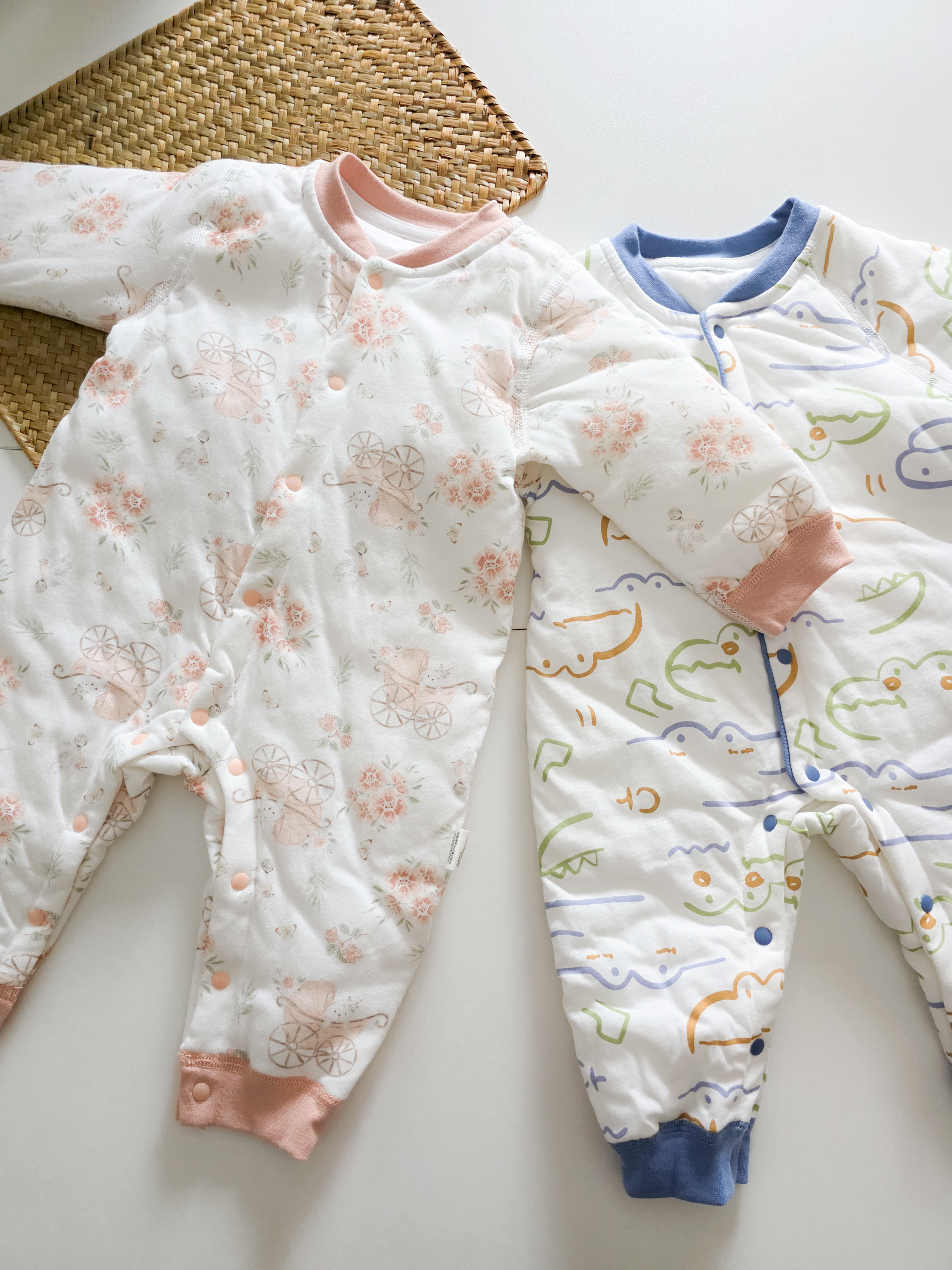 粉粉花花車 夾棉連身衣