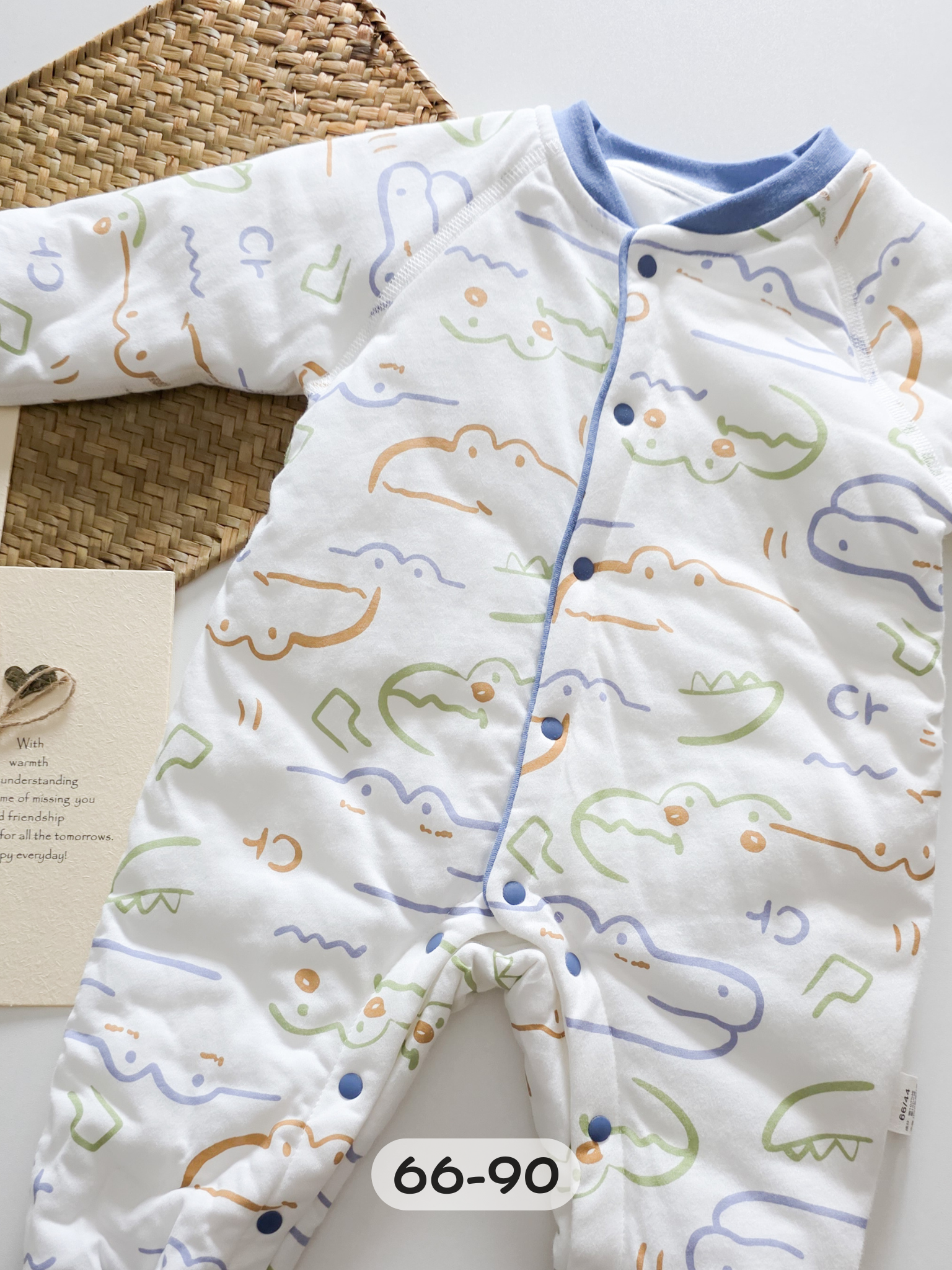 彩色鱷魚 夾棉連身衣