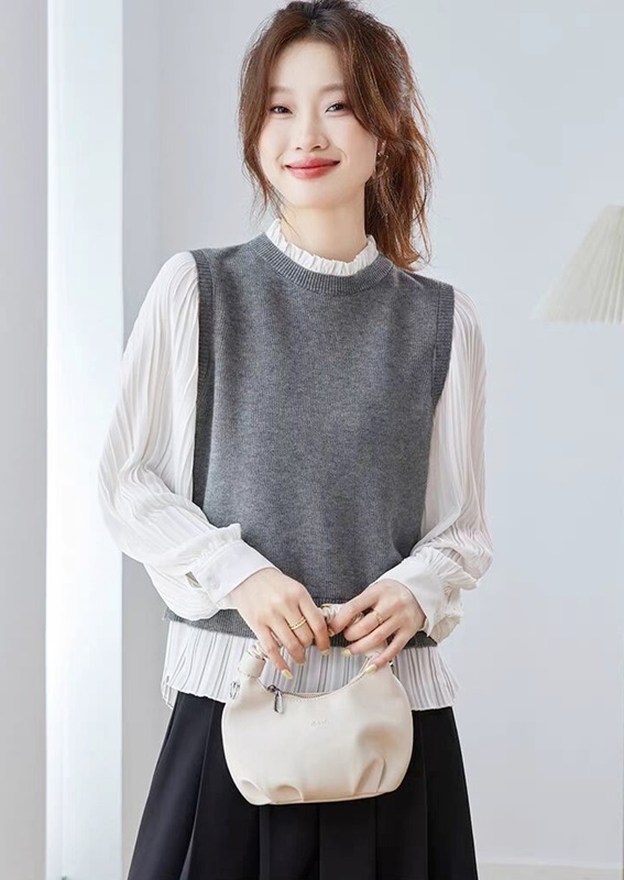 假兩件針織背心上衣  兩色