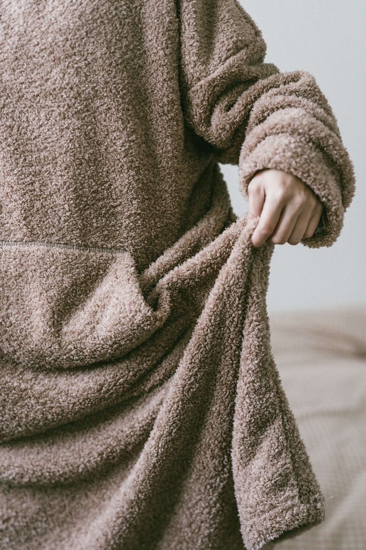 咖啡拿鐵加絨加厚法蘭絨家居保暖衣（男女皆可穿的寬鬆尺寸）