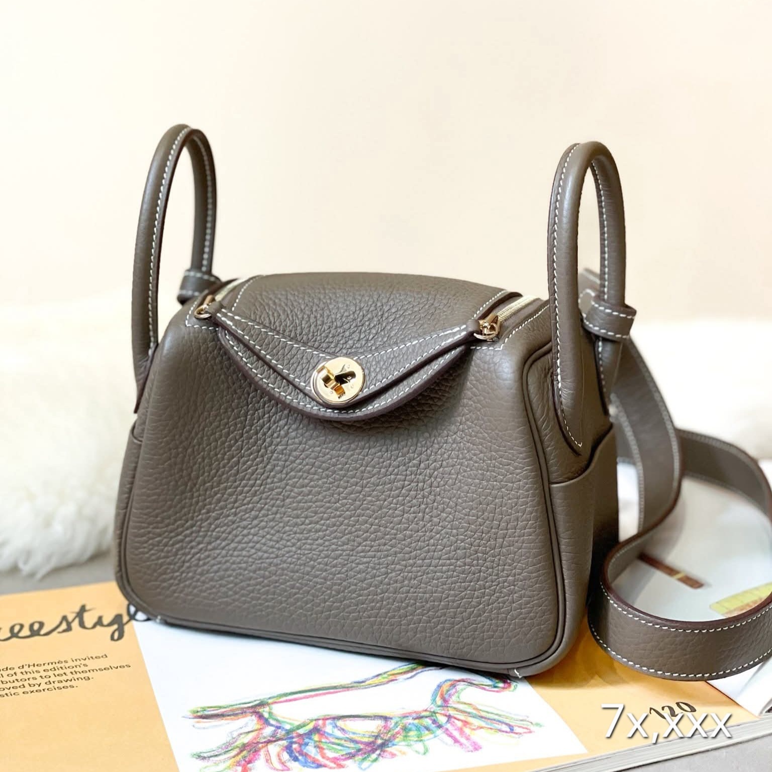 Preloved Hermès Lindy Mini TC Leather Etoupe GHW HK$7x,xxx  (HK$2,000 即時落訂)