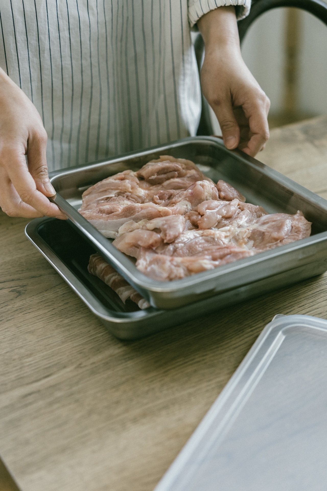燕三日本製不鏽鋼寬淺款可重疊使用備料盒附蓋三件組
