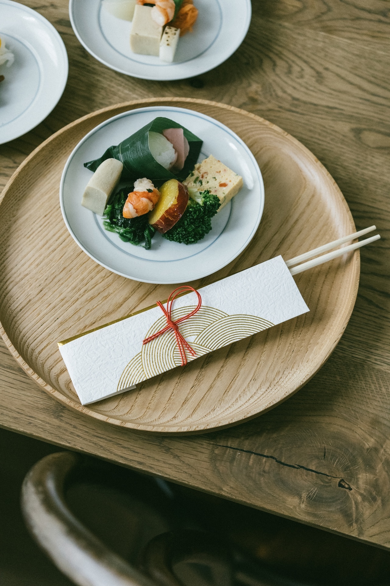 正月用超方便！金箔紅白結び竹筷（五雙入）