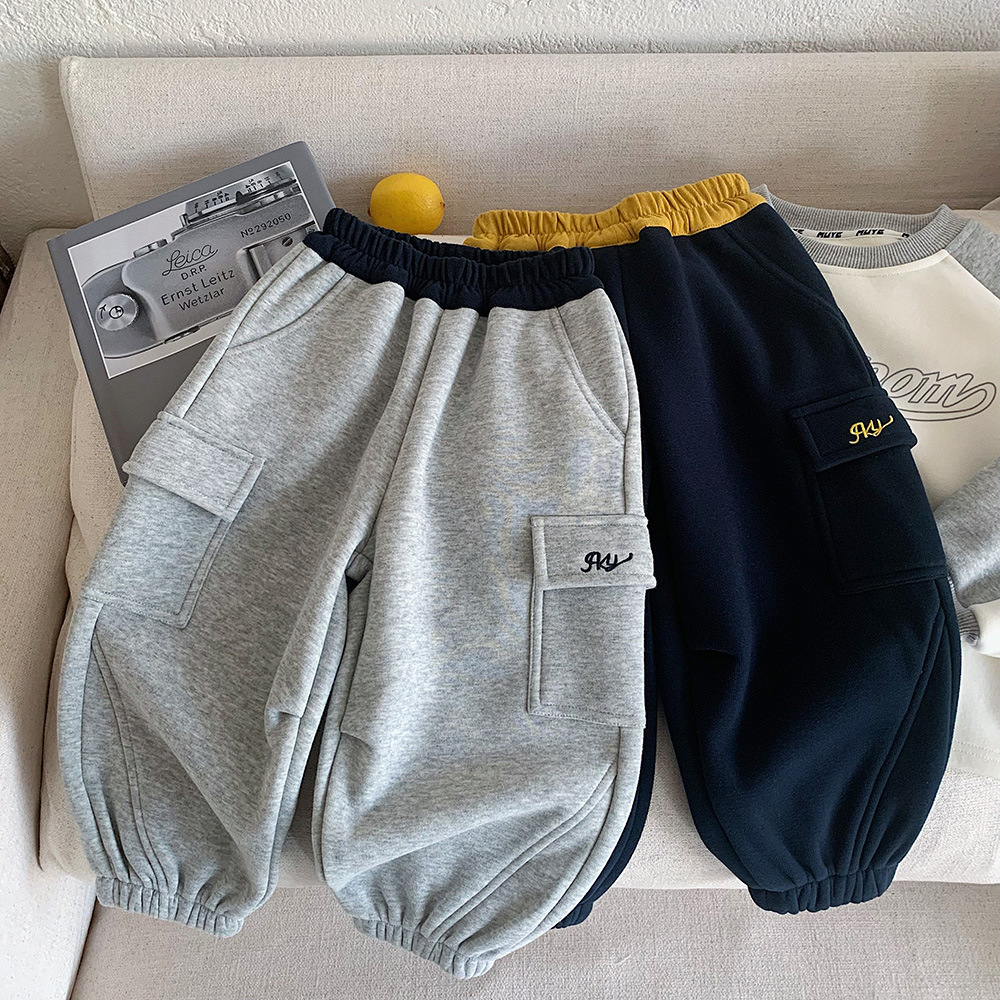 撞色工裝 加絨長褲