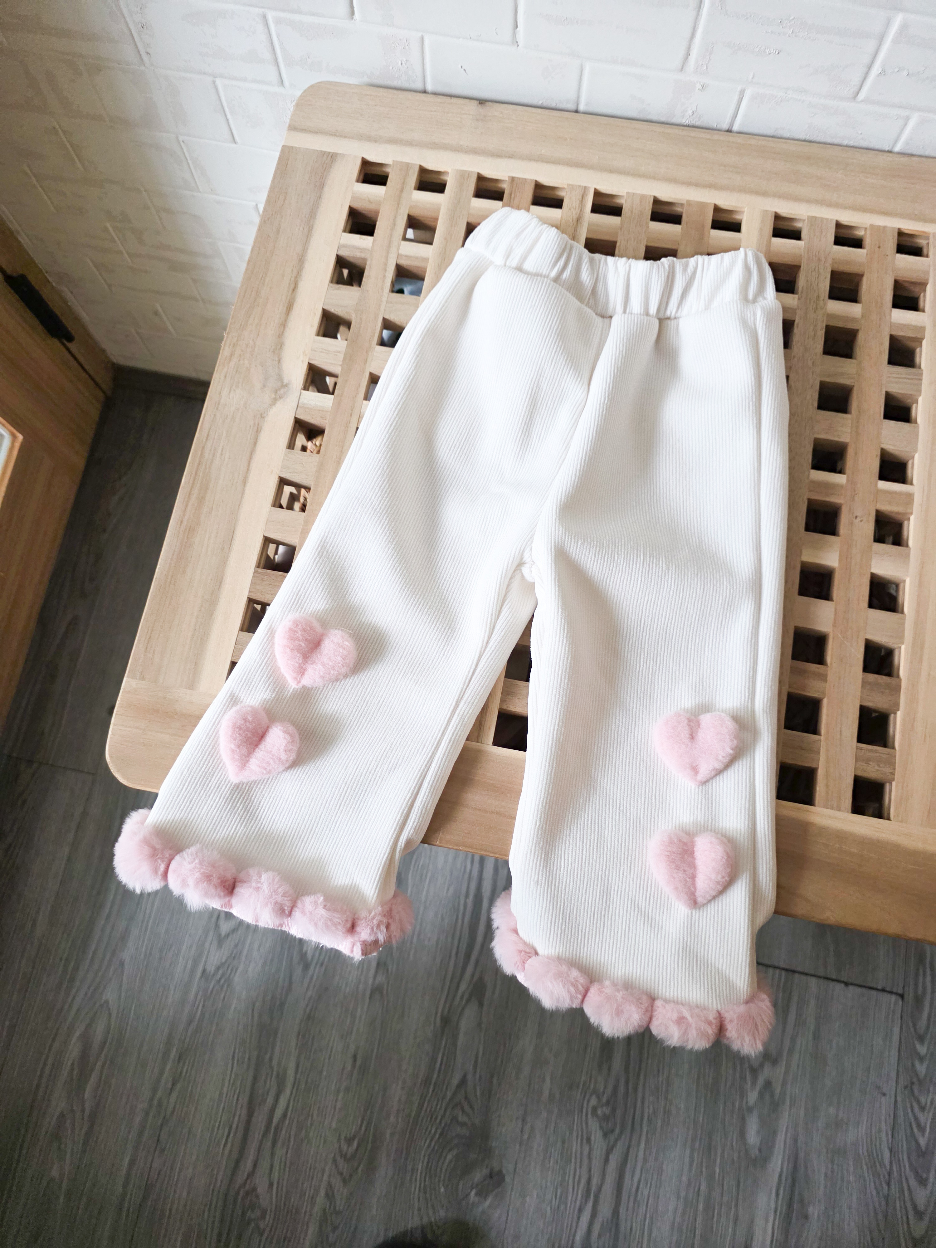 粉粉絨愛心 加絨長褲