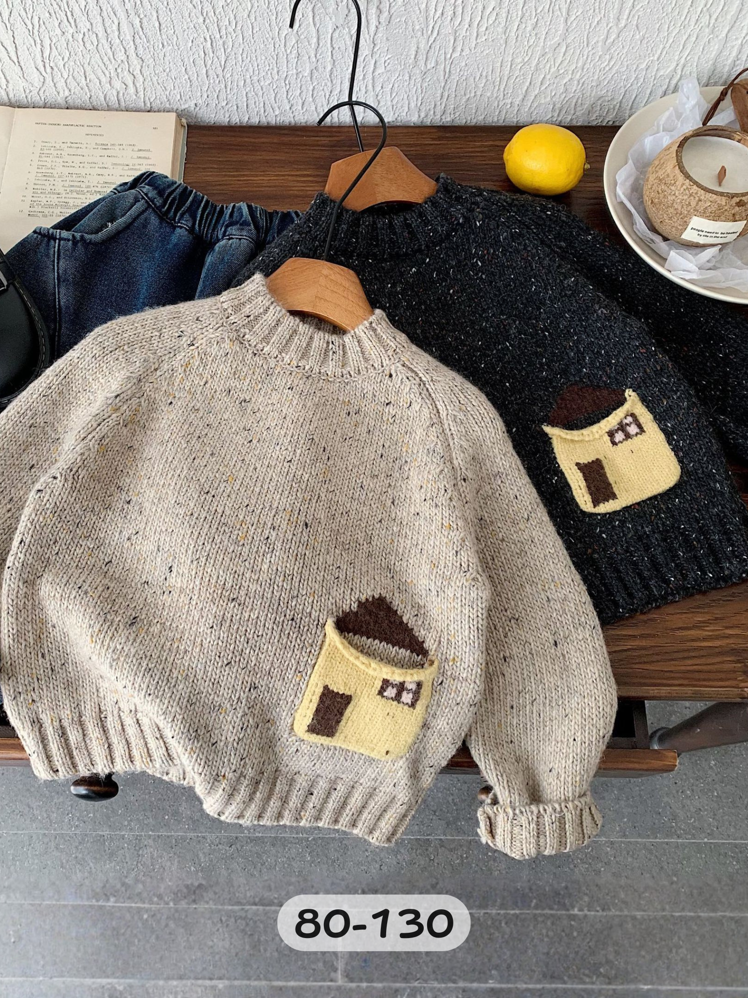 雪屋口袋 長袖針織上衣/毛衣