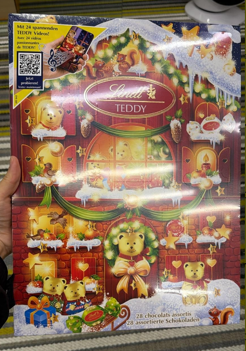 泰迪熊節日日歷 170克 28顆什錦巧克力（K12 PB648）