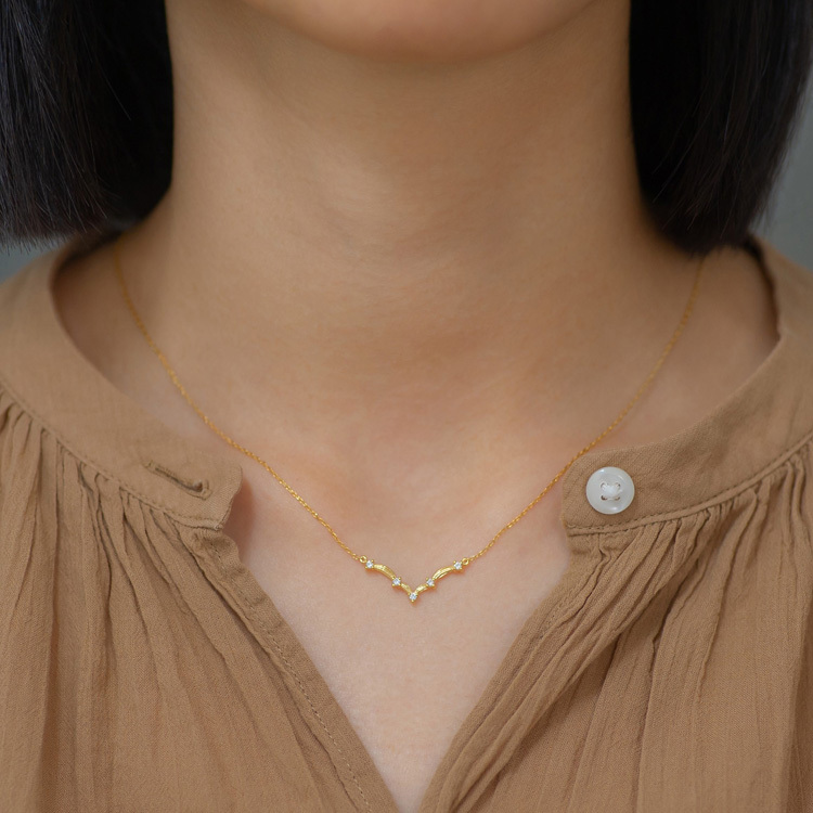 鑽石18K曲線項錬 羅馬式風格