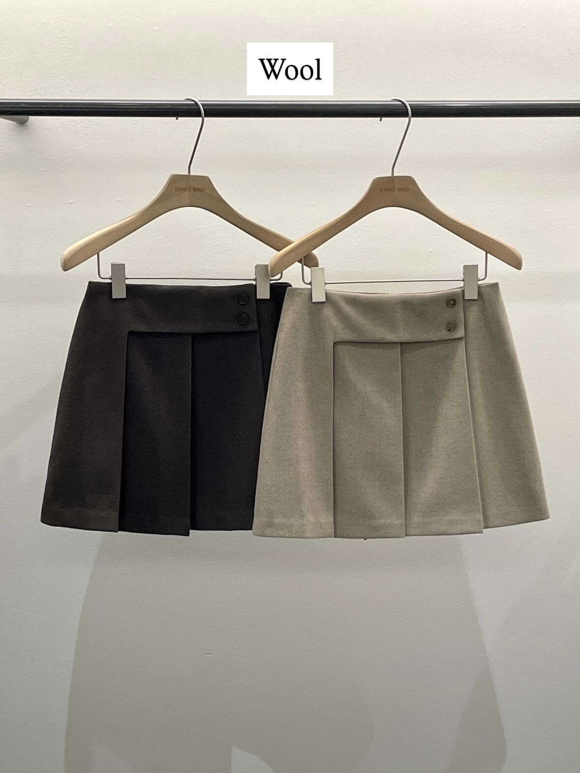 OB5305 造型羊毛百褶迷你裙