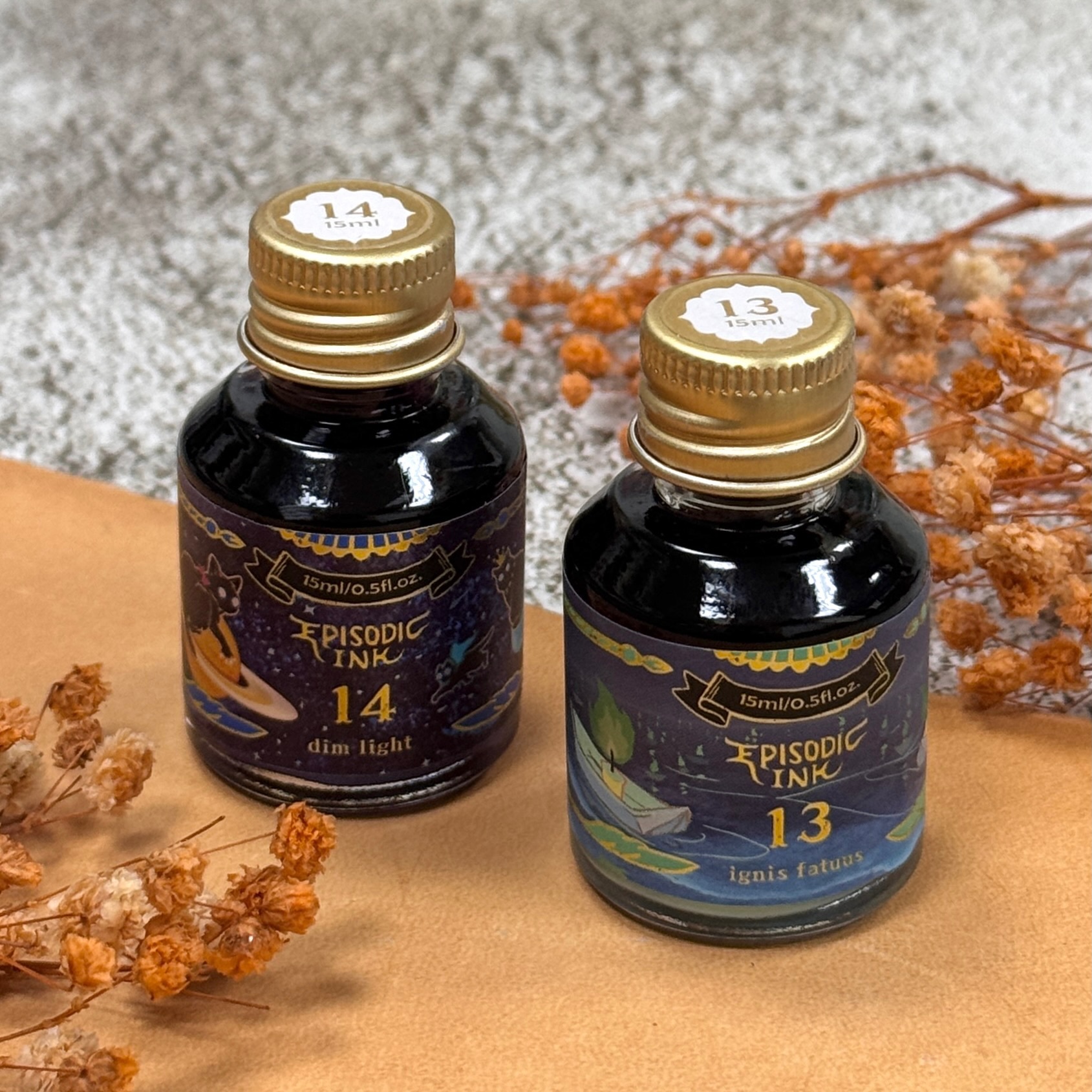 墨事典 ｜ 水性金粉墨水 燐火 幽光 15ml